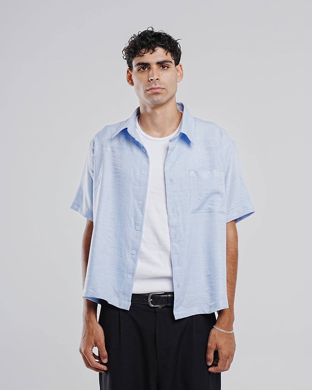 BABY BLUE LINEN SHIRT