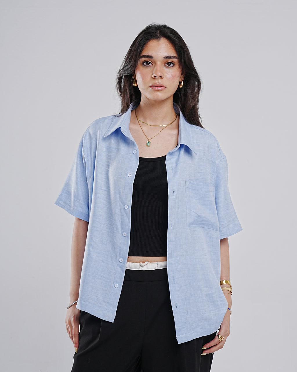BABY BLUE LINEN SHIRT
