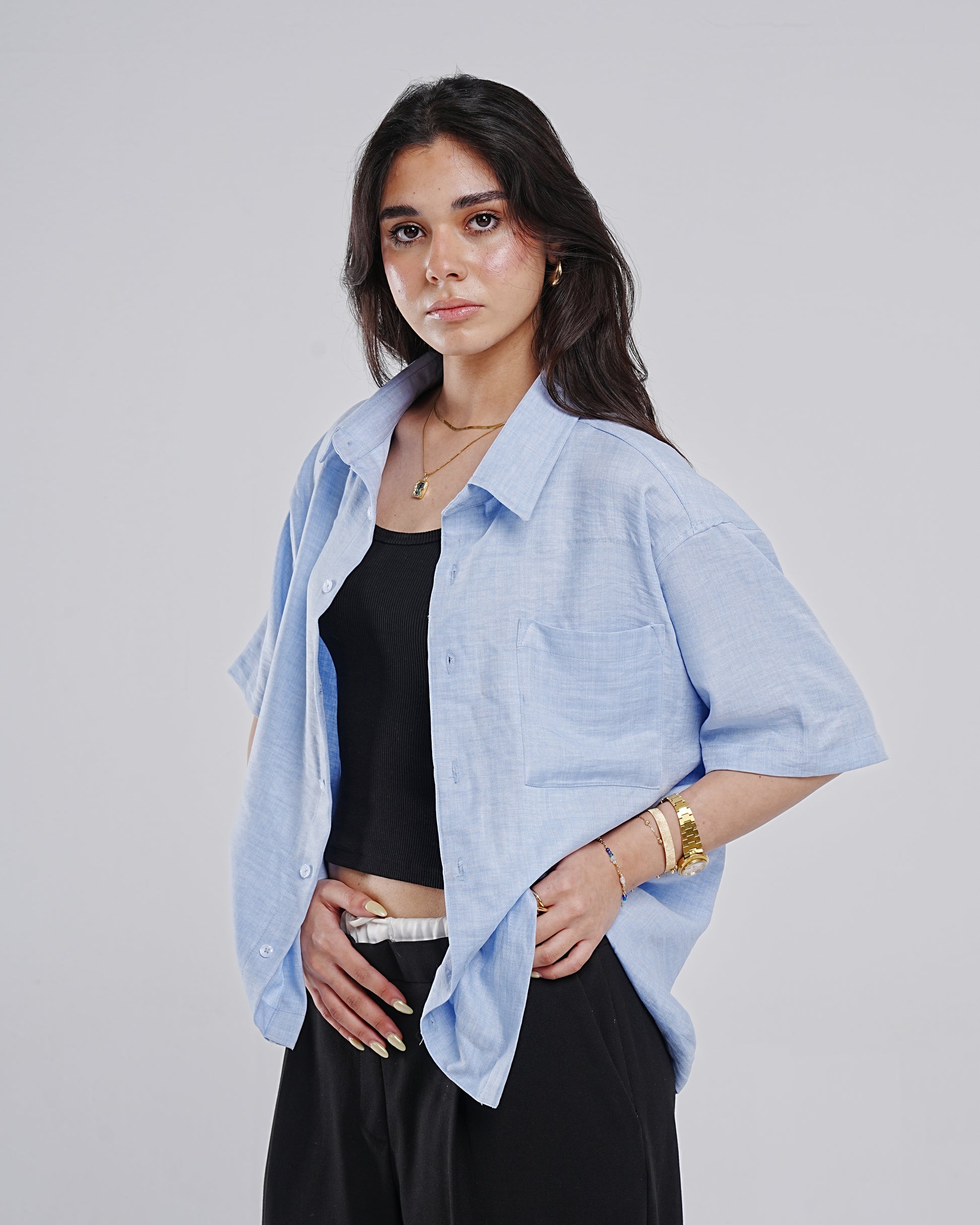 BABY BLUE LINEN SHIRT