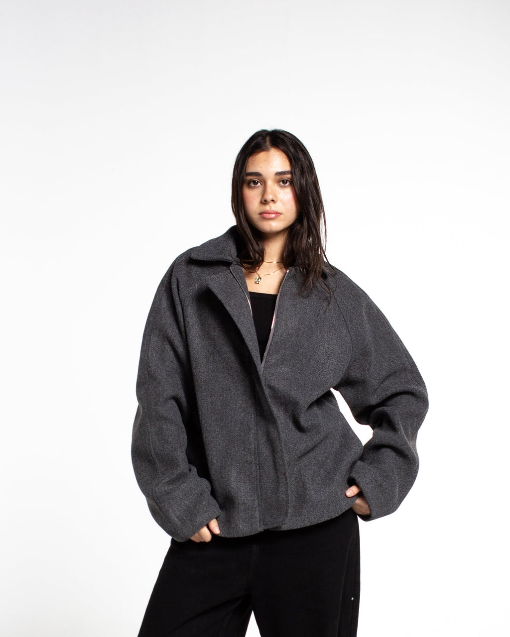 GREY WOOL RELAXED JACKET