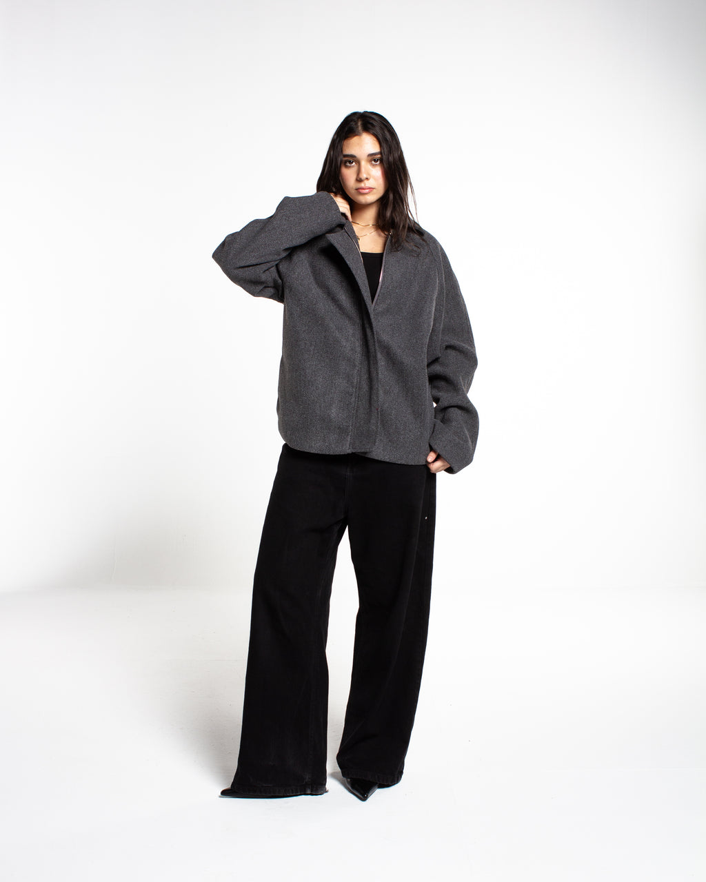 GREY WOOL RELAXED JACKET