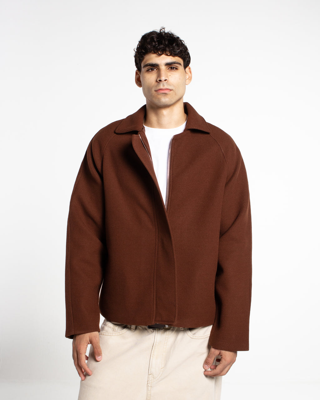 BROWN WOOL RELAXED JACKET