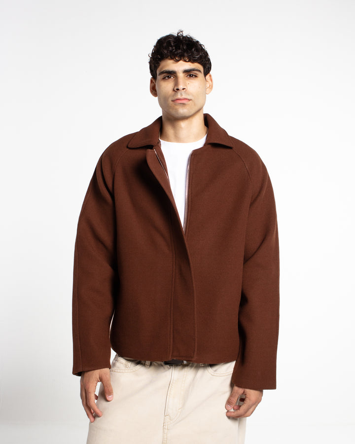 BROWN WOOL RELAXED JACKET