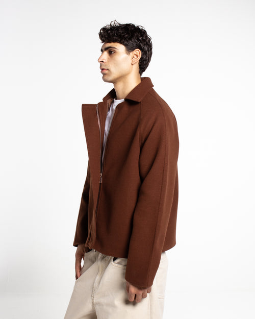 BROWN WOOL RELAXED JACKET