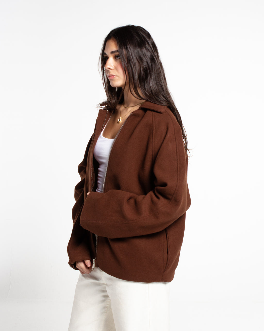 BROWN WOOL RELAXED JACKET